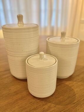Studio McGee FULL SET Stoneware Ribbed Canisters